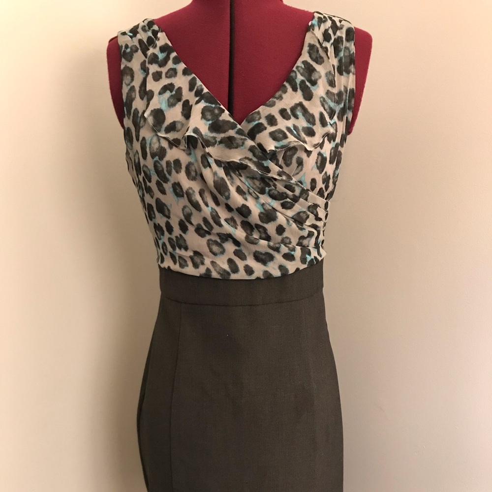 Sheath Dress with leopard accent